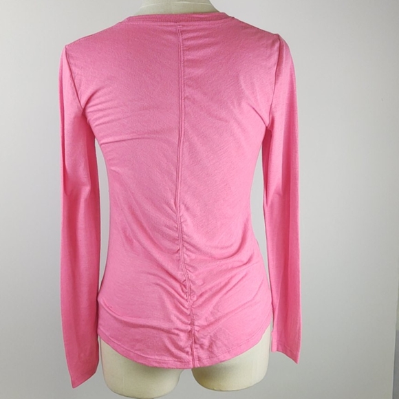 Marika Tec Top Pink Size Medium Ruched Long Sleeve - Picture 3 of 5